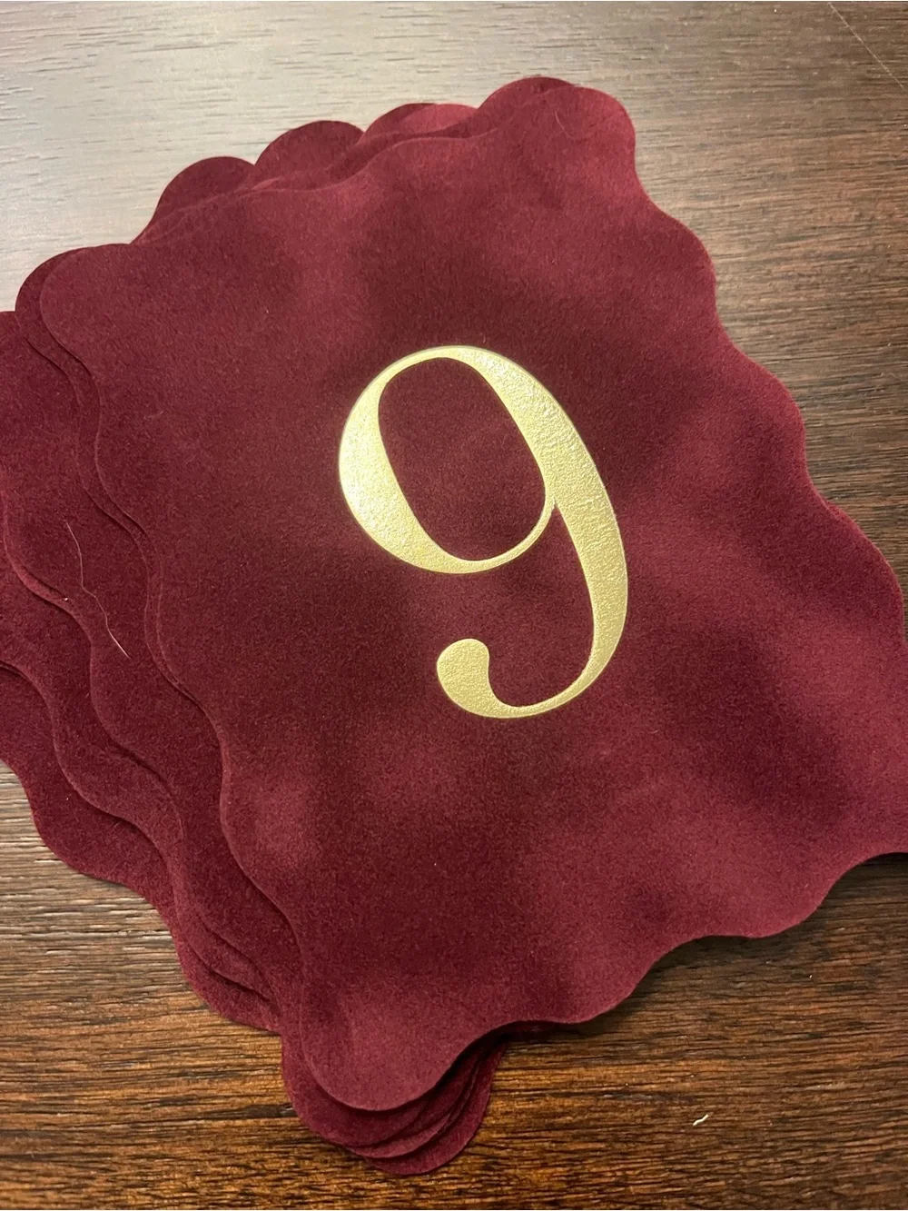 Burgundy Velvet Table Numbers - 1-15